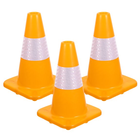 LOLIPPYY 3Pcs Plastic Training Cones with Reflective Collars High Visibility Outdoor Road Safety Barriers