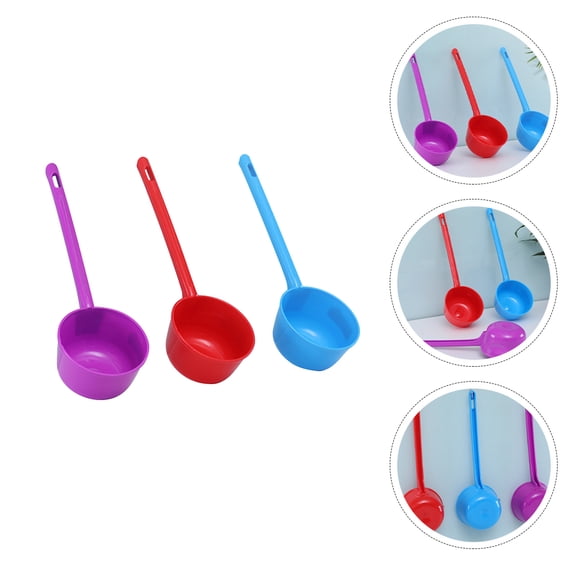 LOLIPPYY 3Pcs Plastic Water Ladle Soup Spoon with Long Handle for Kitchen Use Assorted Colors