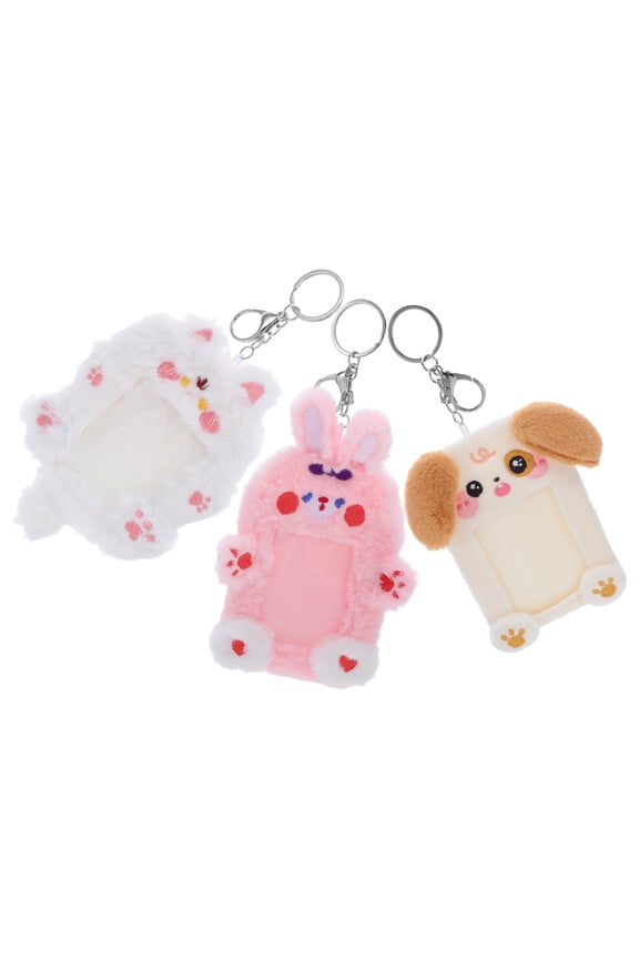 3-Pack Plush Keychain Photocard Holder Protective Card Case Cute and Soft Design