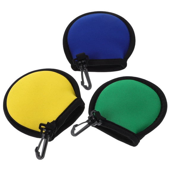 LOLIPPYY 3-Pack Portable Golf Cleaning Bags with Hook, Lightweight Outdoor Golf Accessories in Assorted Colors