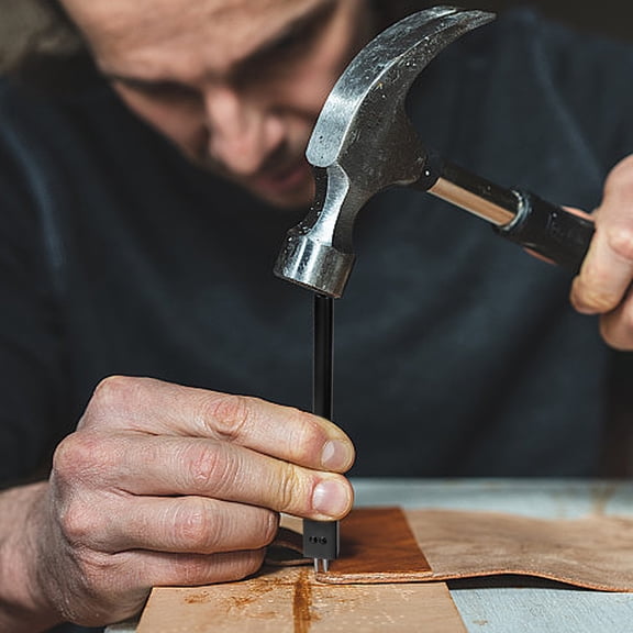 LOLIPPYY 3Pcs Professional Leathercraft Stitch Awl Tool Punch Tool Black Metal Sewing