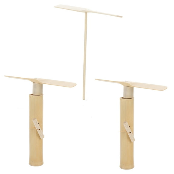 LOLIPPYY 3Pcs Pull String Flying Propeller Bamboo Dragonfly Outdoor Activities