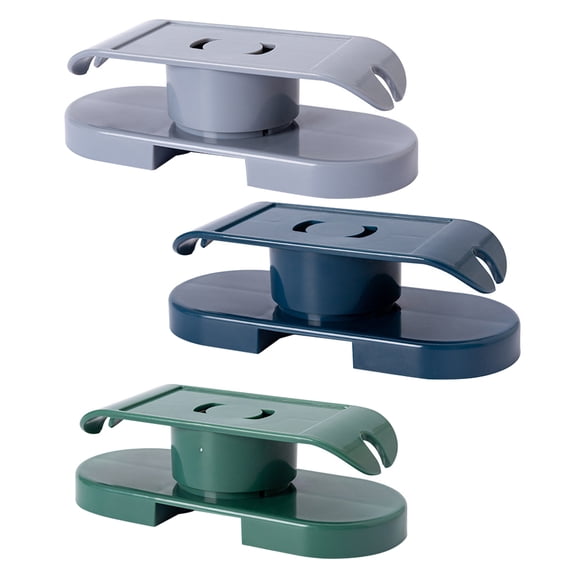 LOLIPPYY 3Pcs Punch Free Plastic Power Strip Holder Cable Organizer Wall Mounted Socket Stand