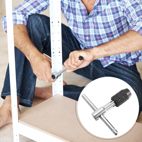 LOLIPPYY 3Pcs Ratcheting T-Handle Tap Wrench Hand Tool with Detachable Bar for Furniture Bike Machinery Repair