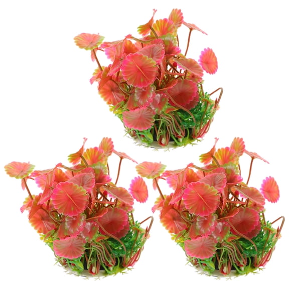 LOLIPPYY 3Pcs Red Fake Aquarium Plants Tropical Fish Tank Decoration Plastic Aquatic Ornaments