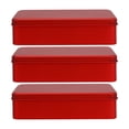 thumbnail image 1 of LOLIPPYY Set of 3 Red Metal Storage Boxes with Lids for Cookies, Candy, and Snack Organization, 1 of 8
