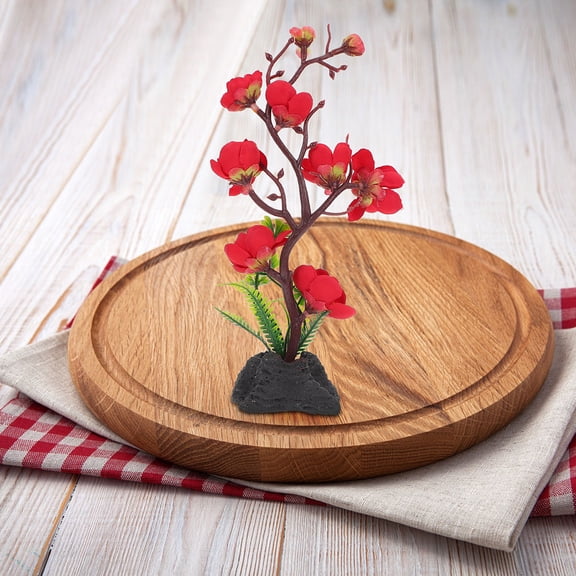 LOLIPPYY 3-Piece Red Sashimi Plates Set with Artificial Sushi Flower Accents for Stylish and Elegant Table Presentation