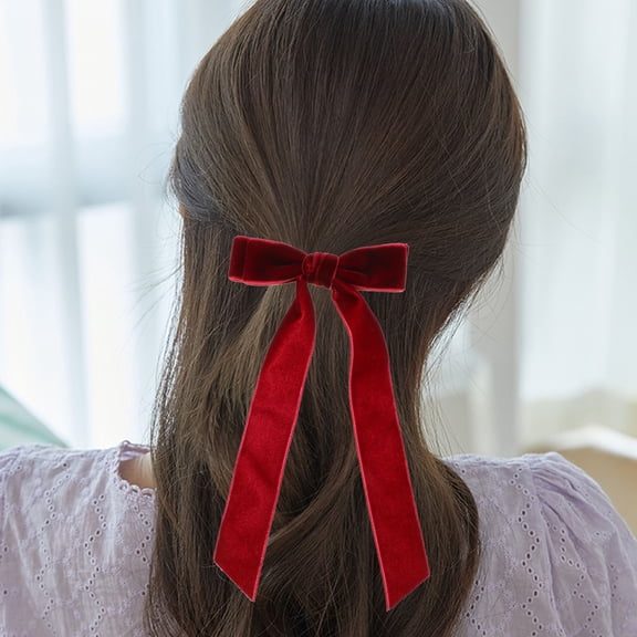 LOLIPPYY 3Pcs Red Velvet Bow Hair Clips Accessories Soft Barrettes for Fashionable Hairstyles