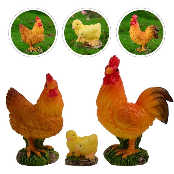 LOLIPPYY Set of 3 Resin Chicken Animal Figurines with Detailed Design for Modern Home and Office Decoration