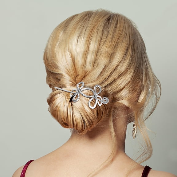 LOLIPPYY 3Pcs Retro Viking Style Silver Hair Clips Vintage Handmade Hair Accessories for Updo Chignons