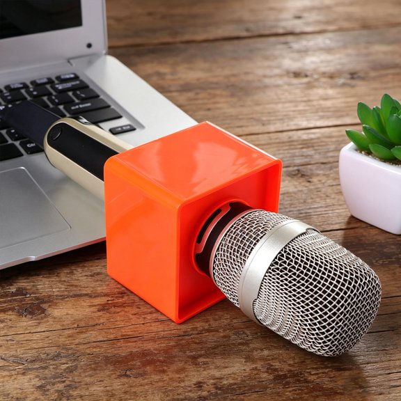 LOLIPPYY 3Pcs Reusable Orange Microphone Flag Station with Large Logo Surface and Portable Design
