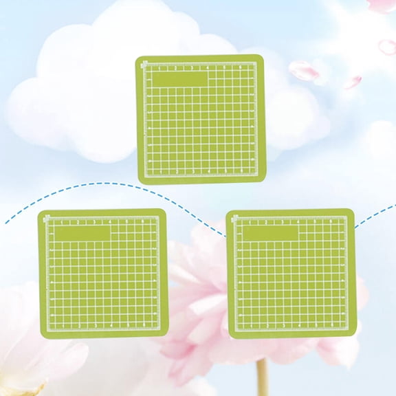 LOLIPPYY Set of 3 Reversible Green PVC Cutting Mats with Grid Lines, Protectors for Sewing, Fabric, and Model Tools