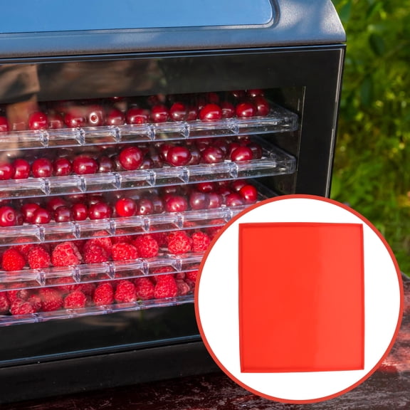 LOLIPPYY 3Pcs Silicone Dehydrator Sheets Red Non Stick Mats for Fruit Meat Drying and Storage