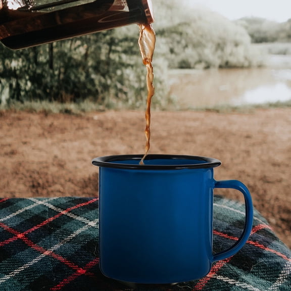 LOLIPPYY 3Pcs Simple Style Enamel Breakfast Mugs with Comfortable Handle and Vintage Look for Home