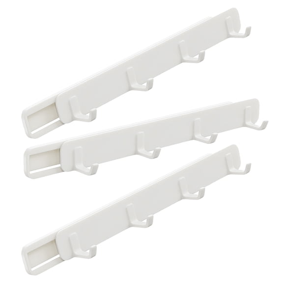 LOLIPPYY 3-Pack Sliding Coat Hooks with White ABS, Smooth Minimalist Design for Home, Laundry Room, and Entryway Organization