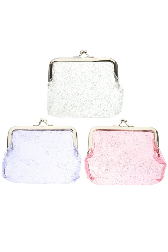 3Pcs Small Clear Wallet Clasp Design Pvc for Girls Party Storage