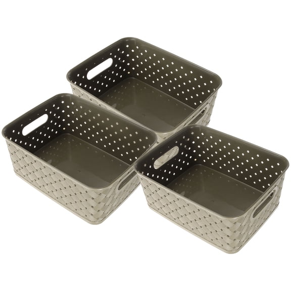LOLIPPYY 3Pcs Small Storage Basket For Kitchen Plastic Olive Green Multipurpose Basket