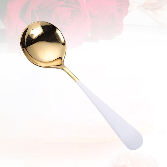 LOLIPPYY Set of 3 White Stainless Steel Table Spoons with Smooth Finish for Use