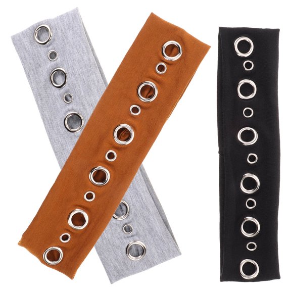 LOLIPPYY 3Pcs Stretchy Polyester Headbands with Hollow Design for Rock Concerts and Parties