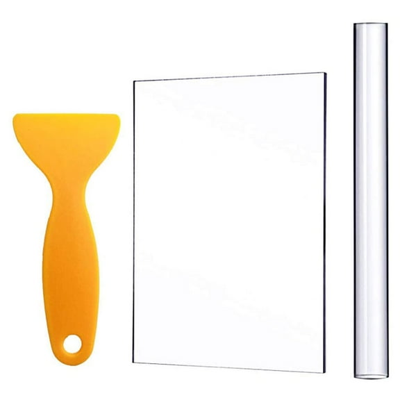 LOLIPPYY 3Pcs Sturdy Acrylic Clay Roller and Sheet Board Set Essential Polymer Clay Supplies