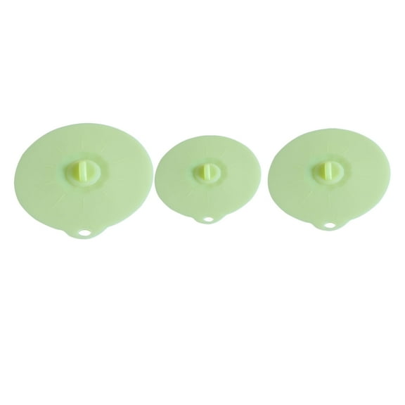 LOLIPPYY 3Pcs Tableware Silicone Pot Lid Microwave Safe Light Green Watertight Seal Home