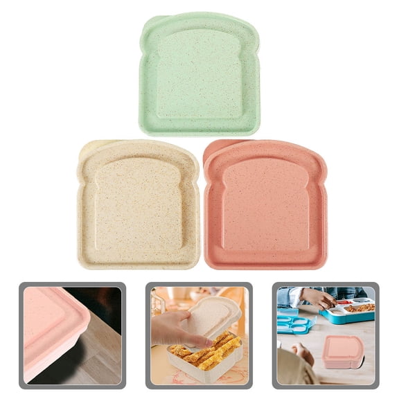 LOLIPPYY 3Pcs Toast Shape Sandwich Container Bamboo Fiber for Daily Use and Lunch Box