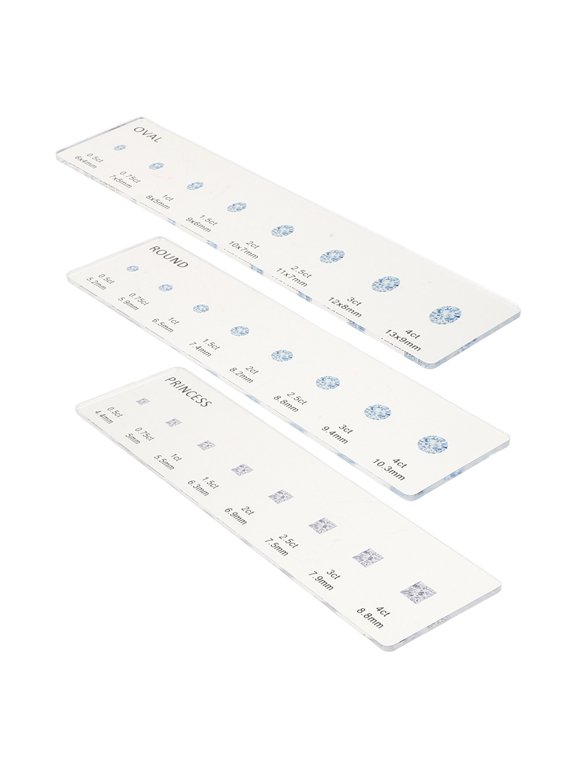3Pcs Transparent Size and Shape Measuring Tool with Clip for Easy Carry