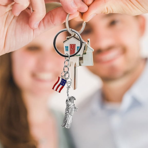 LOLIPPYY 3Pcs Usa Flag Keychain Pendant Lightweight Assorted Color Keyring for Key Use and Bag Pendant