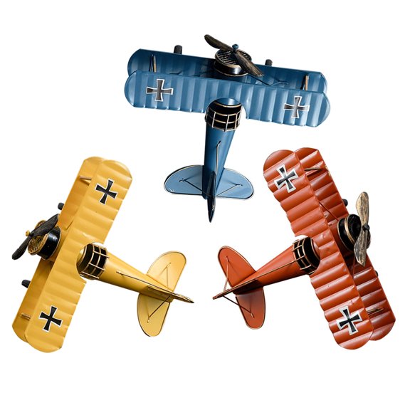 LOLIPPYY 3Pcs Vintage Plane Model Metal Handicraft Ornament for Study Office Room Decoration