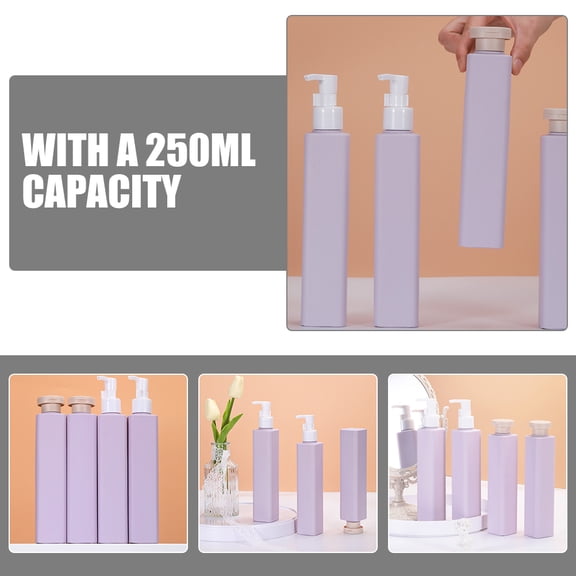 LOLIPPYY Set of 3 Violet Refillable Shower Dispenser Bottles for Shampoo, Conditioner, Liquid Soap, and Shower Gel