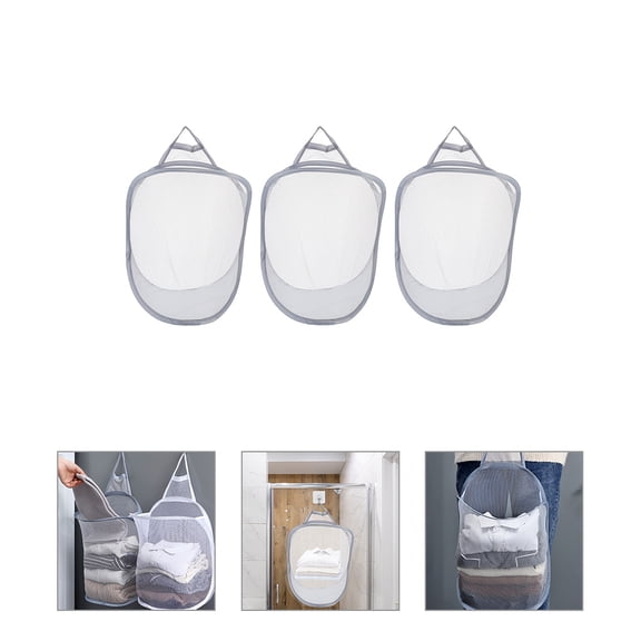 LOLIPPYY 3Pcs Wall Laundry Hamper with Large Capacity and Comfortable Handles Foldable for Easy Storage