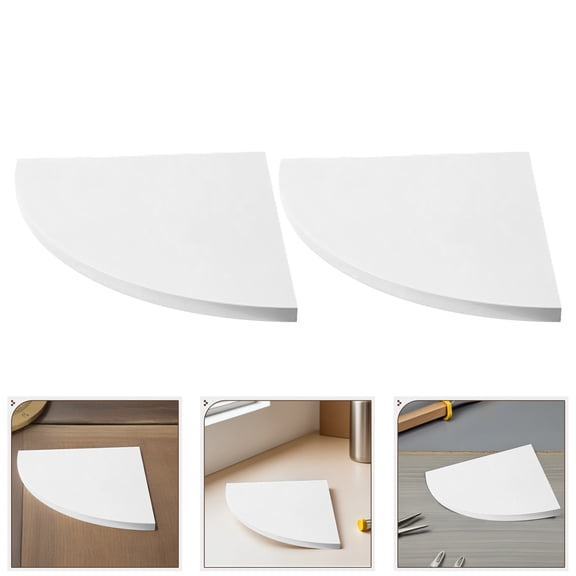 LOLIPPYY 3Pcs White Rounded Hanging Corner Shelves Composite Board Wall Display Shelves