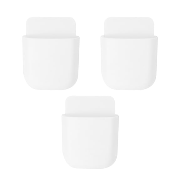 LOLIPPYY 3Pcs White Storage Stand Wall Mounted for Remote Control Cell Phone Sundries Storage Rack