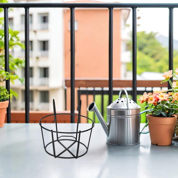 LOLIPPYY 3-Pack Wrought Iron Balcony Plant Holders with Rounded Corners, Hanging Rack for Outdoor Garden and Patio Decor