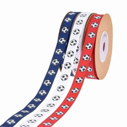 LOLIPPYY 3Roll Football Ribbon: Sports Soccer Balls Ribbon Football Crafting Grosgrain Wrapping Craft Ribbons for Present Wrapping Home Theme Party Decor 10 Yards