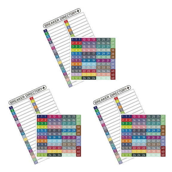 LOLIPPYY 3Sets Electrical Panel Identification Labels with Writable Spaces Assorted Color PVC Stickers