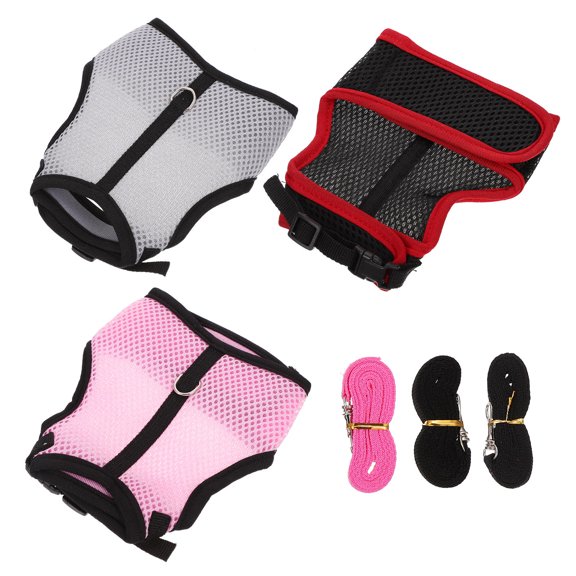 LOLIPPYY 3Sets Rabbit Vest Harness Leash Set for Small Animals Easy to Wear Outdoor and Indoor Use
