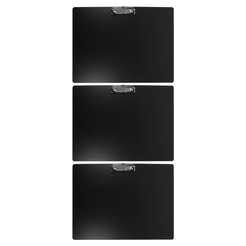 LOLIPPYY 3-Pack Black Horizontal Clipboards Set, PP Multi-Function Clipboards for Office, School, Work, and Home Use