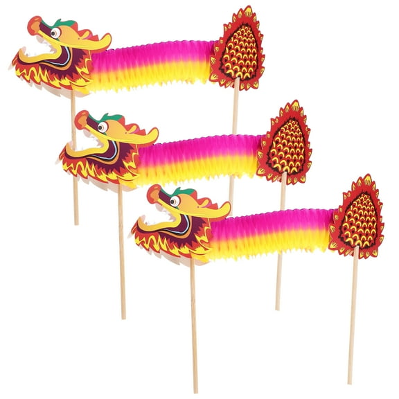 LOLIPPYY 3pcs Chinese New Year Paper Dragon Honeycombs Material Children Craft Accessory (Random Style)