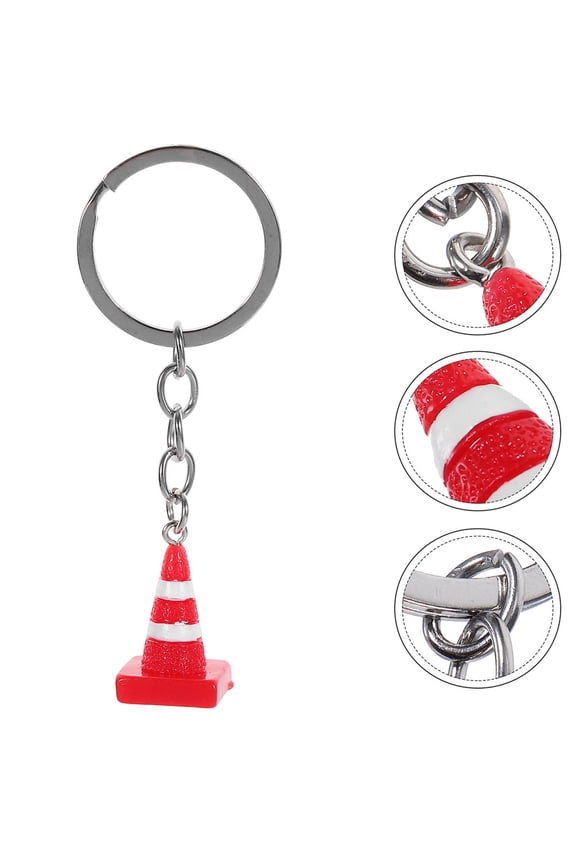 3pcs Funny Keychain Traffic Cone Keychains Resin Attach Multiple Keys for Construction