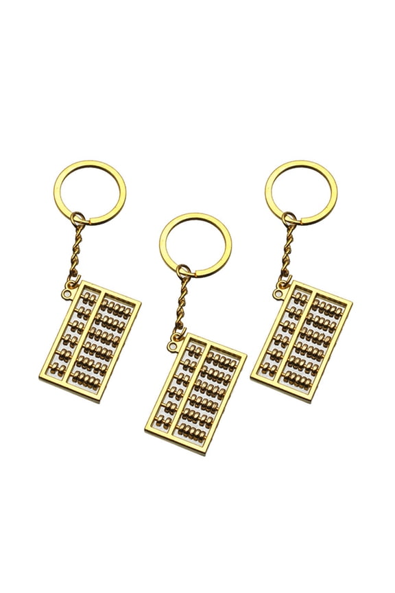 3pcs Keychain Ornaments Abacus Key Rings Zinc Alloy Golden for
