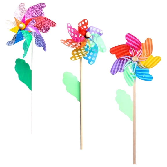 LOLIPPYY 3pcs Lawn Pinwheels Garden Powered Rotation for Weddings