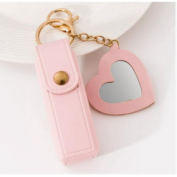 LOLIPPYY 3-Piece Lip Balm Keychain Organizer Set: Girl's Bag Pendant with Compact Mirror and Lipstick Holder - Purse Charm for Women