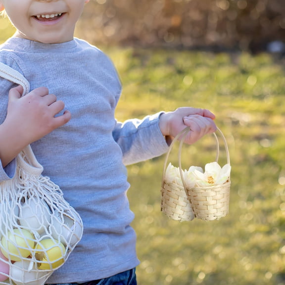LOLIPPYY 3pcs Rustic Style Flower Basket Bamboo Decorative Purpose Picnic