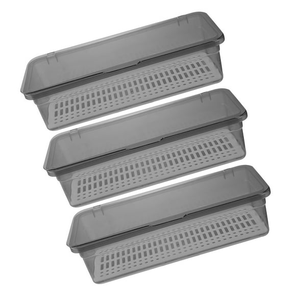 LOLIPPYY 3pcs Tableware Tray Dinnerware Holder PP Storage for Camper Use Grey