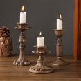 thumbnail image 1 of LOLIPPYY 3pcs Taper Candle Holder: Antique Decorative Candle Stand Candlestick Holder for Wedding Dinning Party Table Centerpiece Brown, 1 of 7