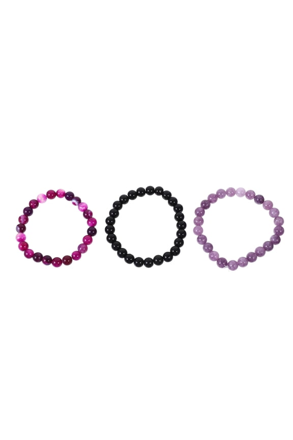 3pcs Wear Resistant Beaded Bracelets Purple Durable Gifts for Anniversary