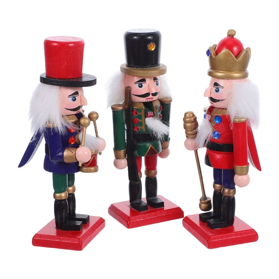 LOLIPPYY 3pcs Wooden Nutcracker King Figurines, Xmas Table Centerpiece