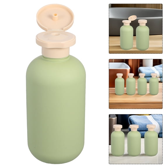 LOLIPPYY 4 Green Flip Top Travel Shampoo Bottles Refillable Empty Lotion Containers for Shampoos and Lotions