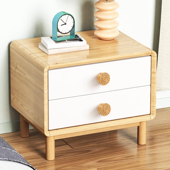 LOLIPPYY 4 Pcs Boho Rattan Dresser Door Knobs Multi Wood Furniture Knobs For Homeowners